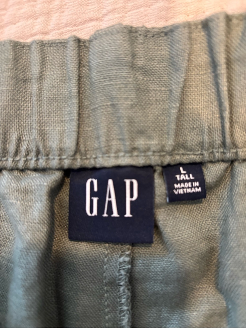 GAP Olive Green Linen Blend Straight-Leg Elastic-Waist Zip Fly Pants Comfort LT - Picture 8 of 12
